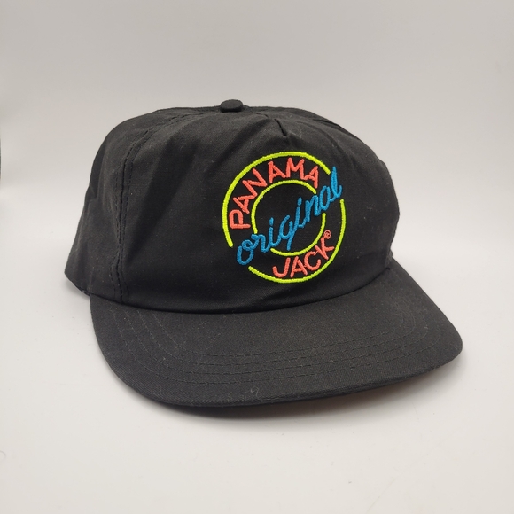 Panama Jack Black Cap with Colorful Logo - Picture 1 of 10